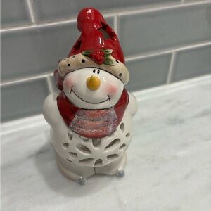 Blue Sky 2011 Snowman Skating Votive Candle Holder Heather Goldminc